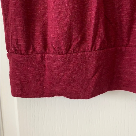 LOFT Wine Color 3/4 Length Sleeves Off-The-Shoulder Top Size Small - Picture 6 of 8
